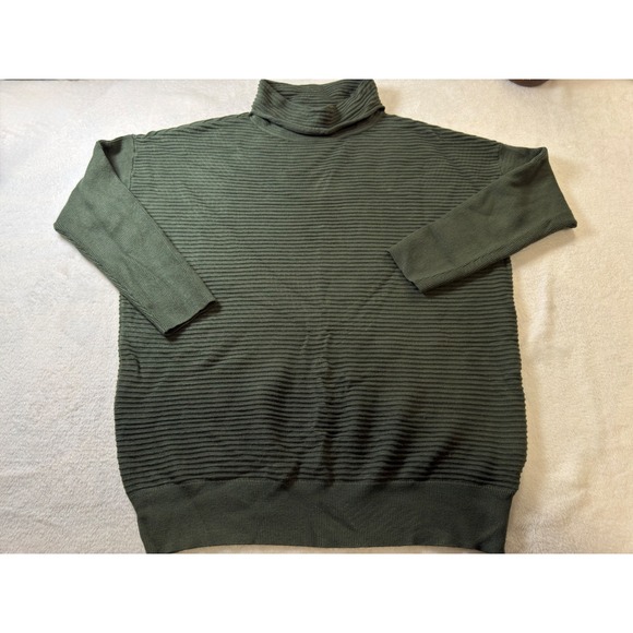 Sweaters - Womens Green Textured Turtleneck Sweater Long Sleeve Size L